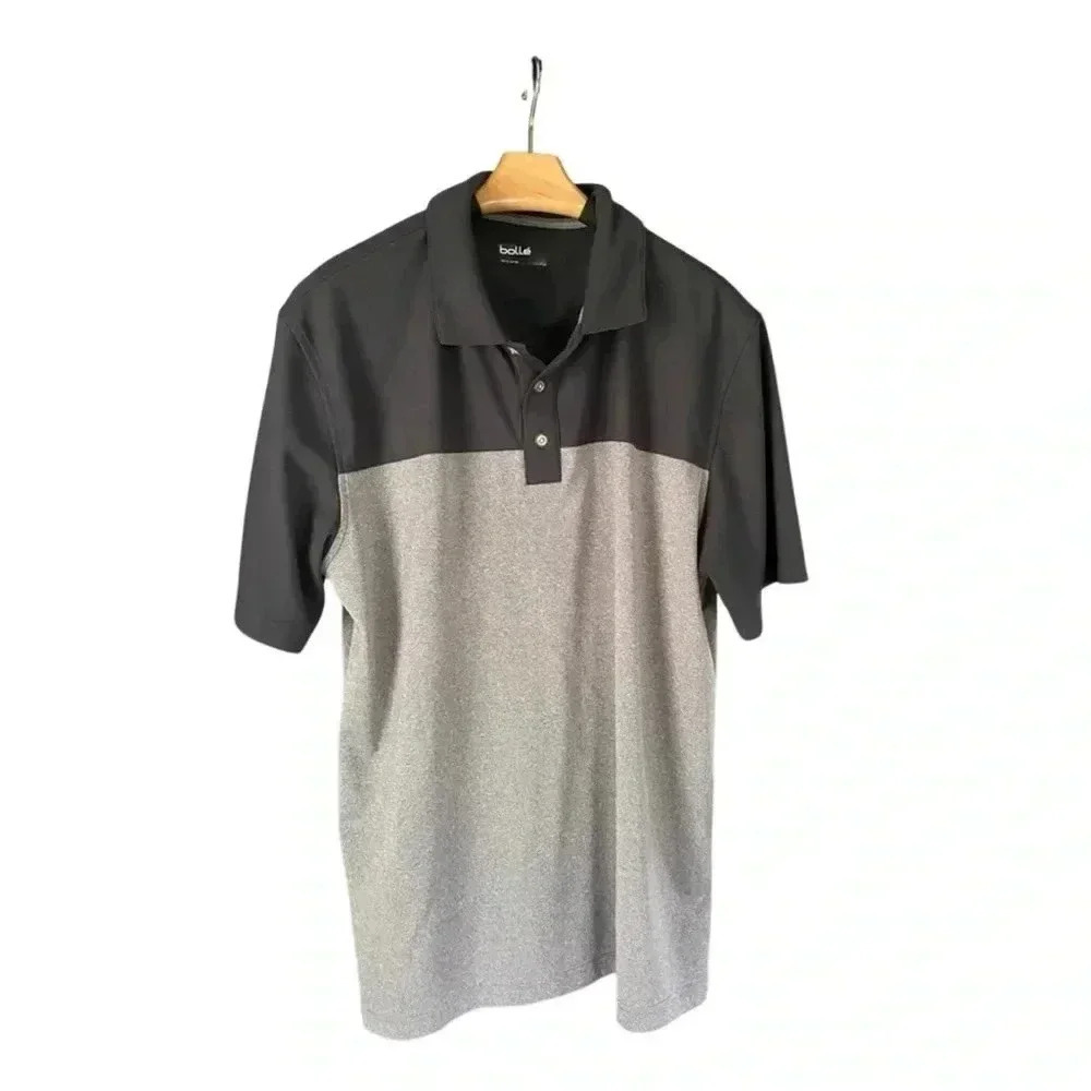 Bolle Men’s Polo Shirt Sz L Grey Casual Golf Tee Lightweight Breathable Active